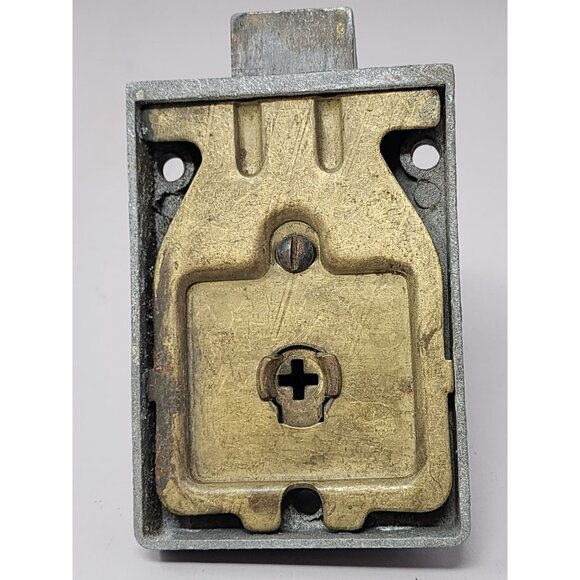 Antique ILCO Door‎ Mortise Lock Set With Brass Knob & Two Ceramic White Handles - Picture 4 of 9